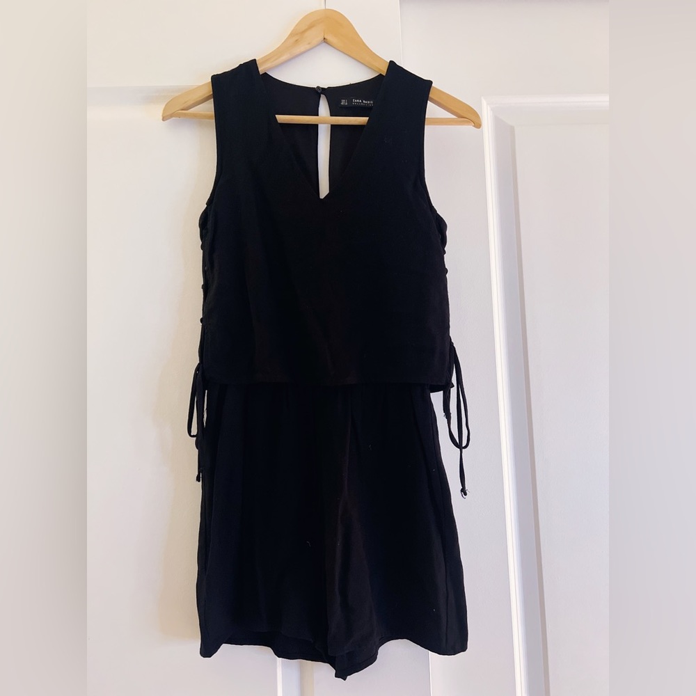 Zara Romper is Black with Side Ties Like New Condition